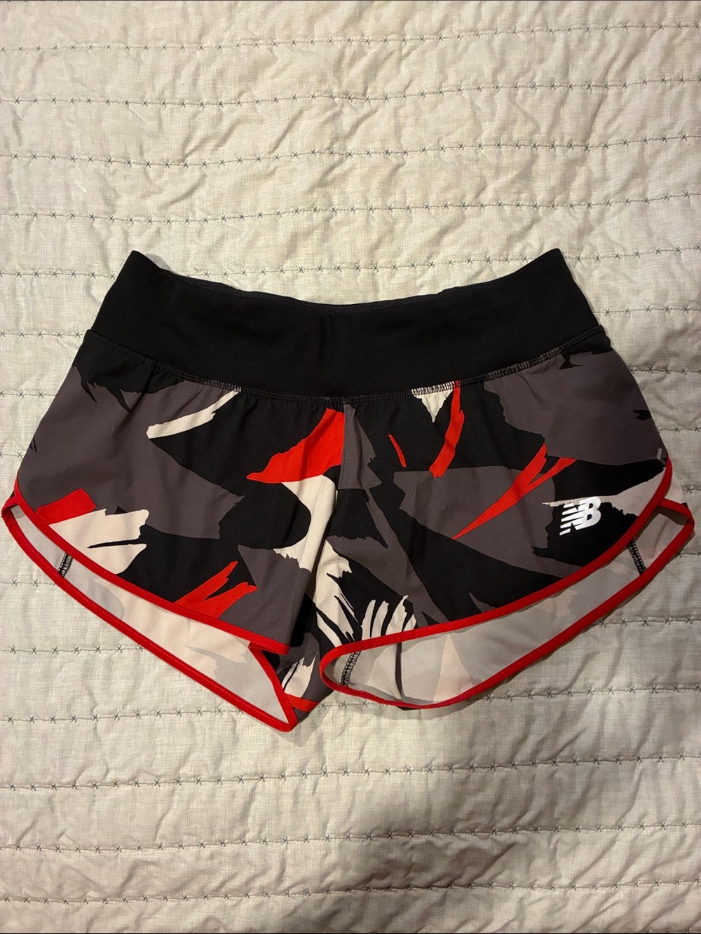 New Balance Women's Black, Gray & Red Athletic Shorts